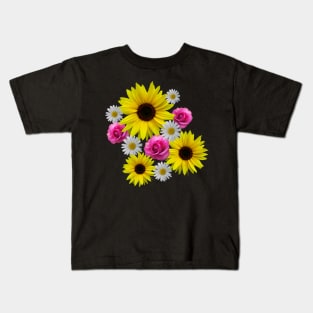 sunflowers, roses, daisies, bunch of flowers Kids T-Shirt